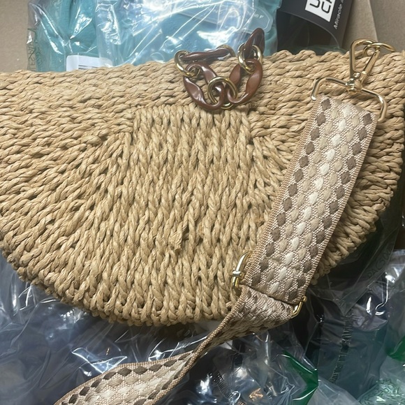 Herald Semicircle Handmade Straw Crossbody Bag - Picture 2 of 7